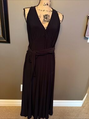 American Living Black Sleeveless Wrap Maxi Dress